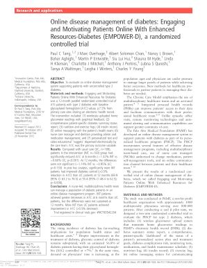 Fillable Online Online Disease Management Of Diabetes Engaging Fax