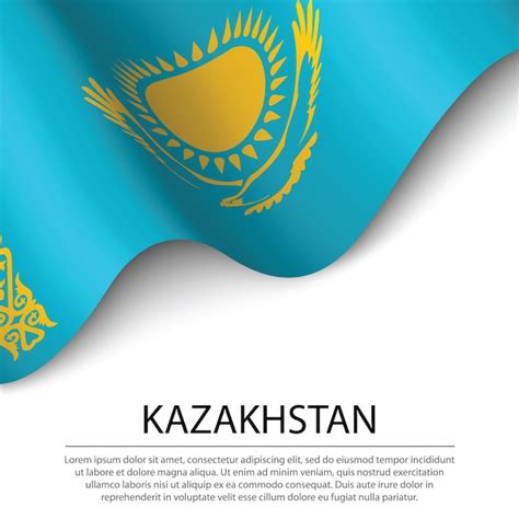 Waving Flag Von Kasachstan Auf Wei Em Hintergrund Banner Oder