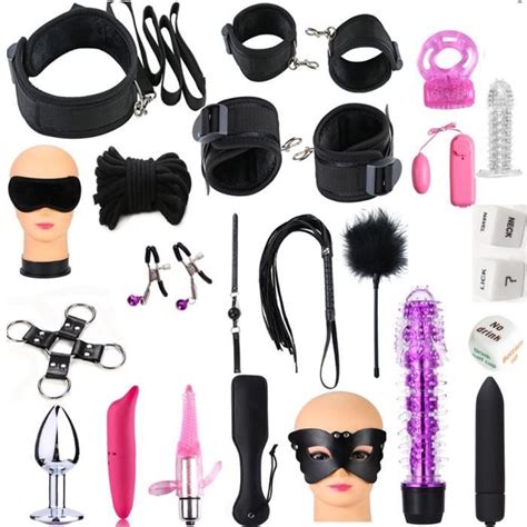 Pcs Jouets Sexuels Pour Femme Jeux Adultes Menottes Fouet Bouche Gag