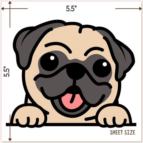 Custom Peeking Pug Car Decal Sticker Pug Mom Life Bumper Window