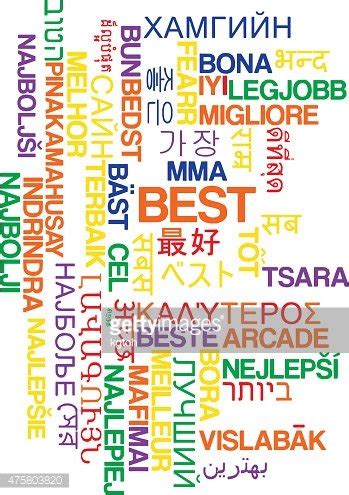 Vector De Stock De Best Multilanguage Wordcloud Background Concept