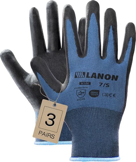 LANON 3 Pairs Work Gloves For Men And Women Nitrile Coated Safety Work