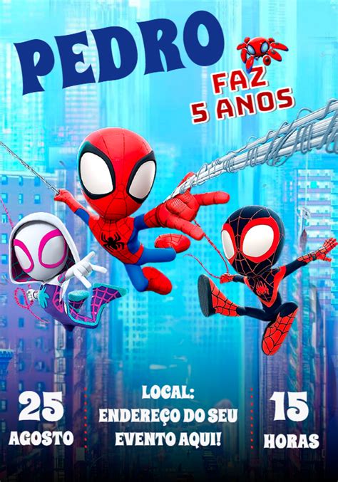 Convite Anivers Rio Spidey E Seus Amigos Espetaculares Gwen Edite