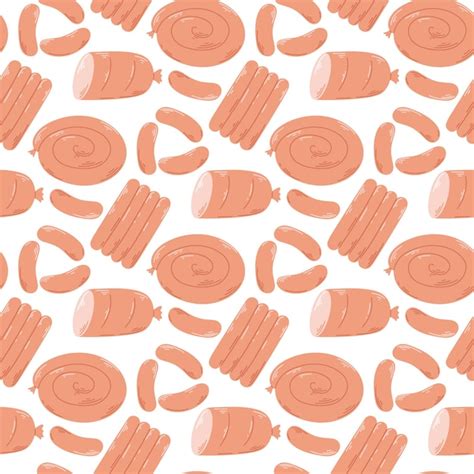 Premium Vector Sausages Bologna And Ham Seamless Pattern Background