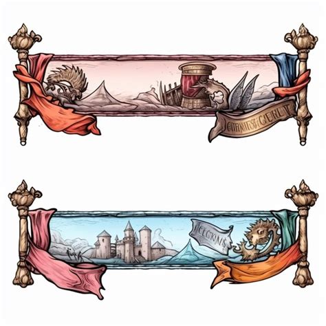 Premium Ai Image A Set Of Three Banners With A Medieval Castle And A