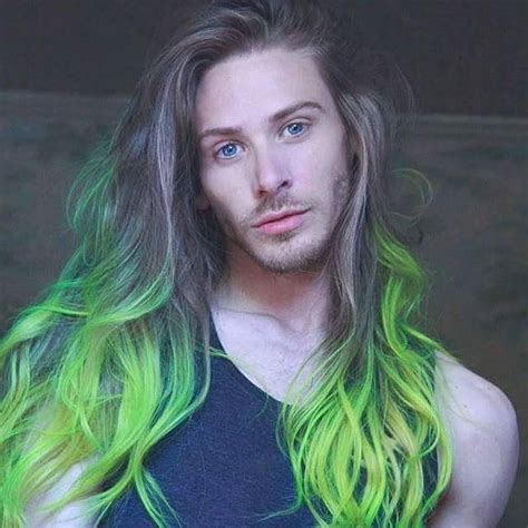 Pin By Jessie Miyagaki On Hair Long Hair Styles Men Green Hair Men