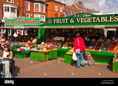 A Fruit And Vegetables Stall At The Market In Great Yarmouth Norfolk