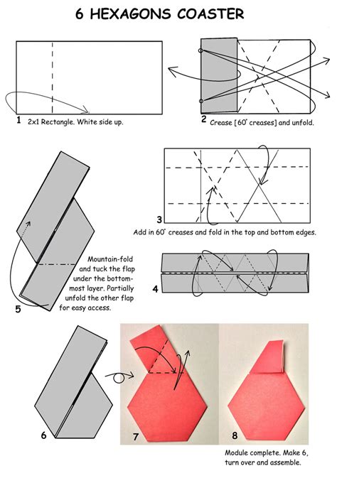 Francis Ow S Origami Diagrams 6 Hexagons Coaster