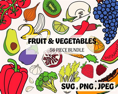 Fruit And Veg Svg Bundle Fruit Svg Tropical Fruit Svg Etsy