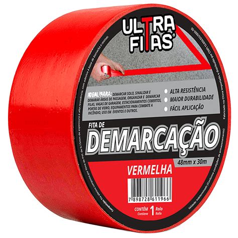 Fita Demarcação de Solo PVC 48 mm X 30 Metros Vermelha Ultra Fitas