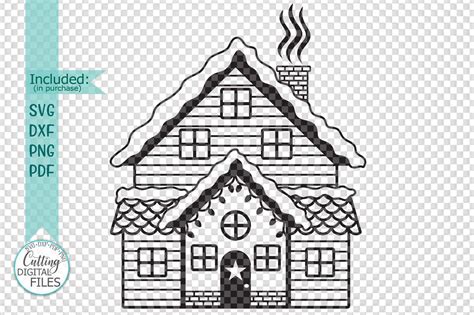 Christmas House Svg File Winter House Svg Cut File Stencil Etsy