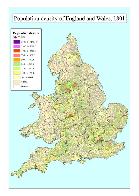 Population Density Map of England and Wales,... - Maps on the Web