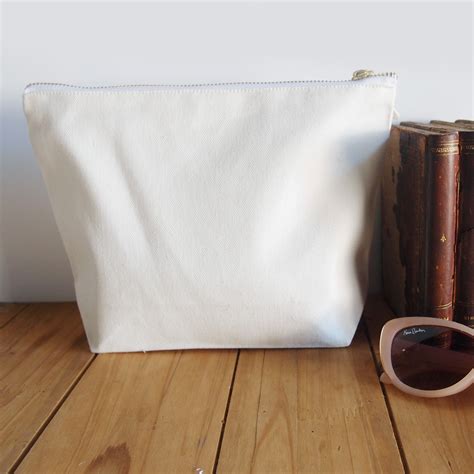 White Cotton Zipper Bag Standup Pouch with Gold Zipper - Packaging Decor