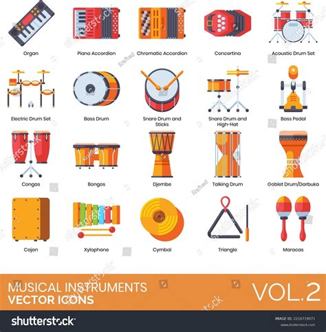 Musical Instruments Icons Including Bells Banjo Stock Vector Royalty