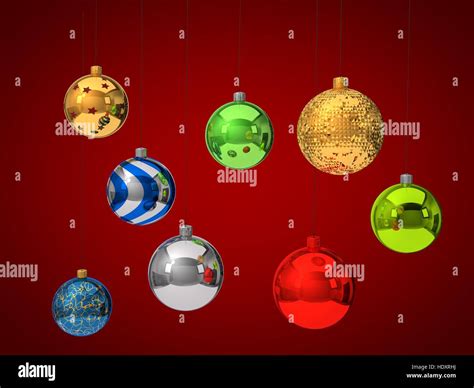 Group Of Christmas Baubles 3d Illustration Stock Photo Alamy