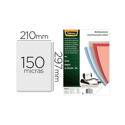 TAPA DE ENCUADERNACION FELLOWES DIN A4 PVC 150 MICRAS TRANSPARENTE