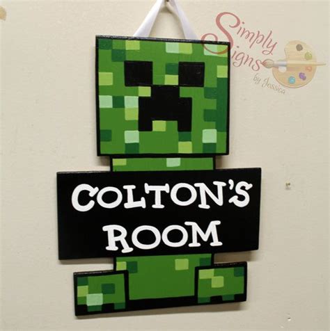 Personalized Minecraft Sign For Childs Bedroom Minecraft Room