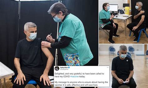 London Mayor Sadiq Khan gets his first Covid vaccine | Daily Mail Online