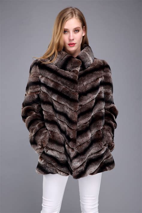 Rex Rabbit Fur Coat Chinchilla Color 1706026 Lvcomeff