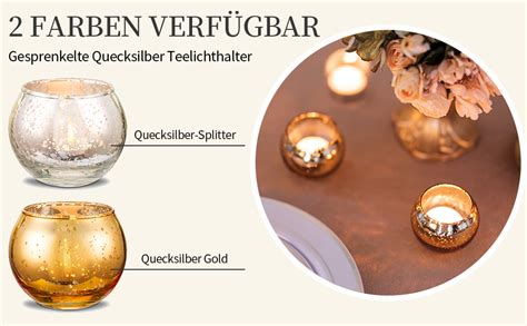 Amazon De Romadedi Teelichthalter Glas Kerzenst Nder Gold