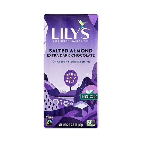 Lily S Sweets Stevia Sweetened Salted Almond Dark Chocolate Bar Thrive Market