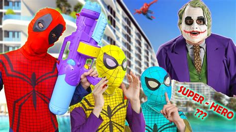 Gugu Nerf War Team Spiderman Seal X Nerf Guns Fight Crime Joker Crazy