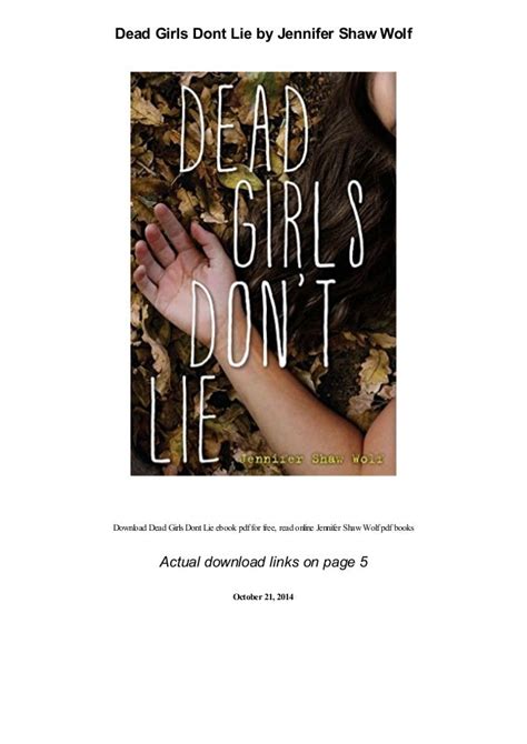 Dead Girls Dont Lie By Jennifer Shaw Wolf Pdf