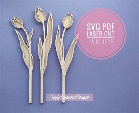 Tulip Flower Svg Tulip Svg Bundle Laser Cut Flowers For Etsy