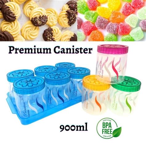 6pcs Canister Set 1pcs Serving Tray Bekas Kuih Raya Cookies