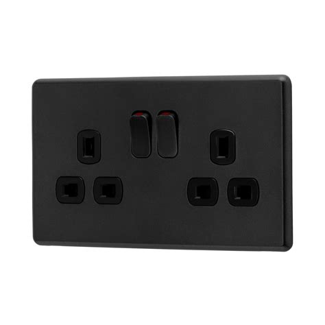 Arlec Rocker Charcoal Grey 13a 2gang Plug Socket Arlec Uk