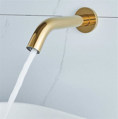 Wall Mounted Gold Touchless Anti Bacterial Faucet Sanitary Ware Sensor