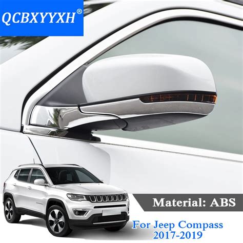 Qcbxyyxh Abs 2pcs Car Styling For Jeep Compass 2017 2019 Car Rearview Mirrors Decoration Chrome