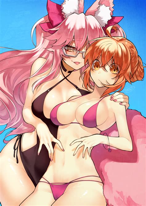 Tamamo Fujimaru Ritsuka And Koyanskaya Fate And 1 More Drawn By Rkp