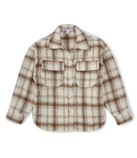 Honey And Sparkle Big Girls 7 16 Long Sleeve Plaid Shacket Hamilton Place