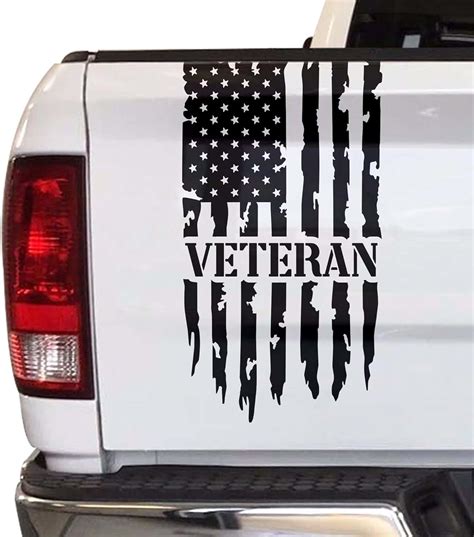 Us Military Veteran Weathered Flag Tailgate Stripe Decal Sticker Custom Made In The Usa Fast