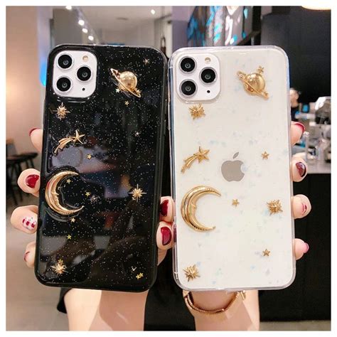 Moon And Stars Luxury Gold Bling Glitter Phone Case For Iphone 11 Pro Glitter Phone Cases