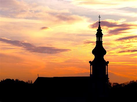 Silhouette of the Catholic Church at Sunset Stock Image - Image of ...