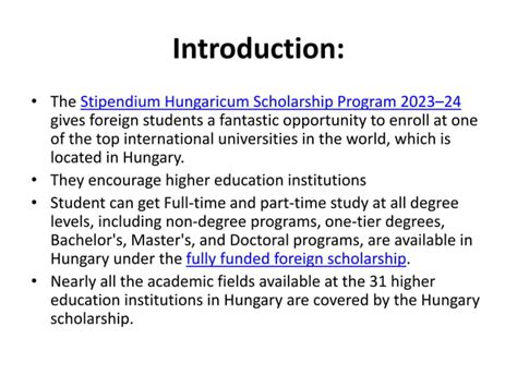 Stipendium Hungaricum Scholarship 2023 2024 Pptx