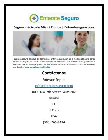 Seguro M Dico De Miami Florida Enterateseguro