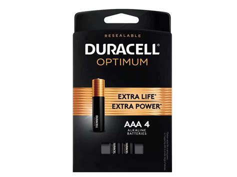 Duracell Optimum Aaa 1 5v Alkaline Batteries Pack Of 4 Batteries