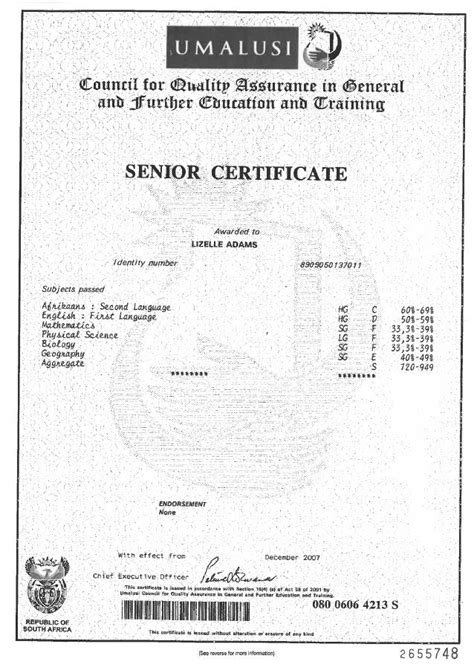 Types Of Matric Certificate