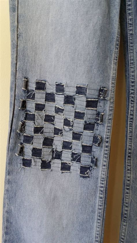 Restyled Levis Jeans With Hand Woven Design Size Etsy