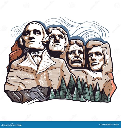 Mount Rushmore. Mount Rushmore Hand-drawn Comic Illustration. Vector ...