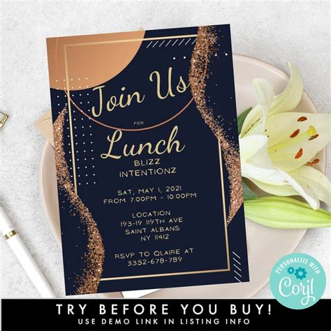 Electronic JOIN US Party Invitation Template Editable Blank Special