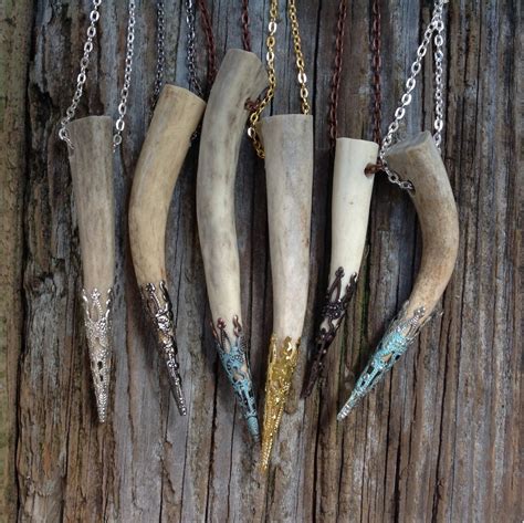 Taxidermy Deer Antler Necklace Handmade Jewelry Witchy