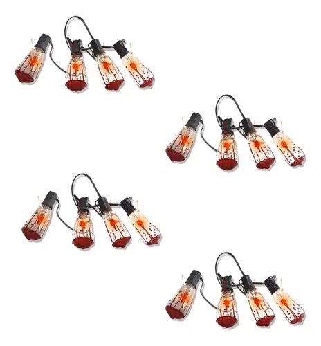 Serie Luces Navideñas Led Rojo De 10 Watts 5 Metros 4 Piezas