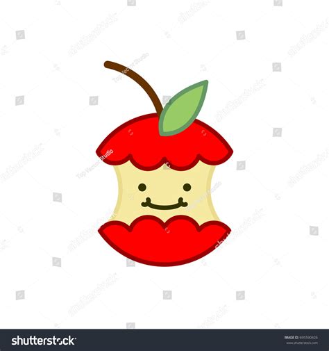 Red Apple Core Cute Cartoon Rest Stock Vector Royalty Free 695590426