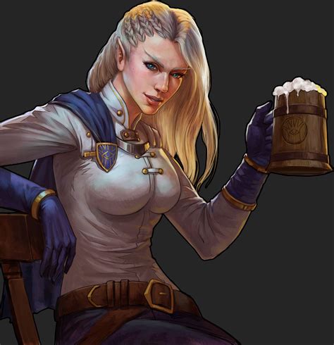 Tavern (Elf Girl), Ren Beili on ArtStation at https://www.artstation.com/artwork/NWVnd | Elf art ...