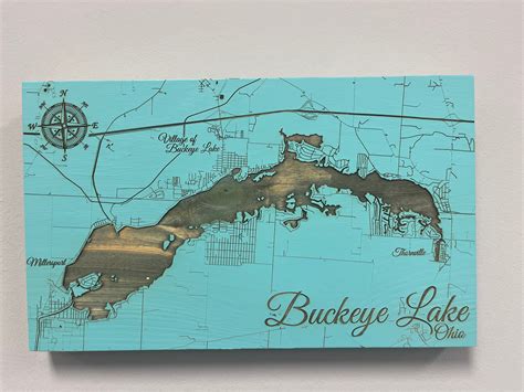 Laser Cut Buckeye Lake Map, Wood Wall Decor, Lake Map Home Decor