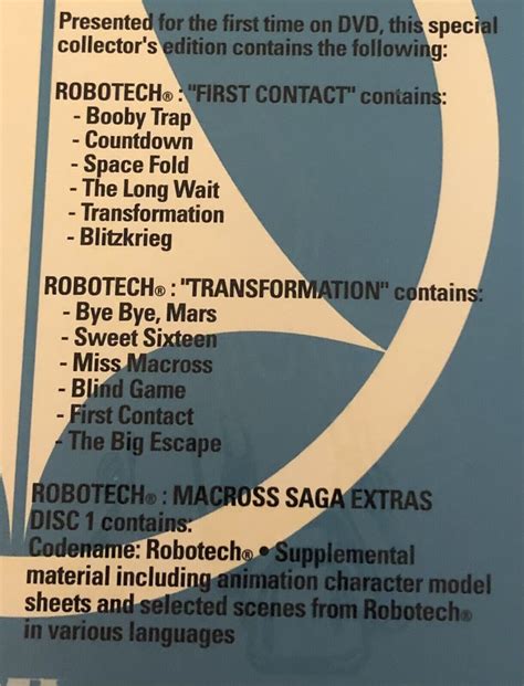 Robotech Legacy Vol 1 The Macross Saga DVD 2001 3 Disc Set For